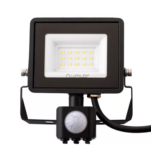 ZUNA2 LED reflektor 10W 900lm 6500K IP44 fekete mozgásérzékelő LUMILED