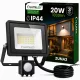 ZUNA2 LED reflektor 20W 1800lm 6500K IP44 fekete mozgásérzékelő LUMILED