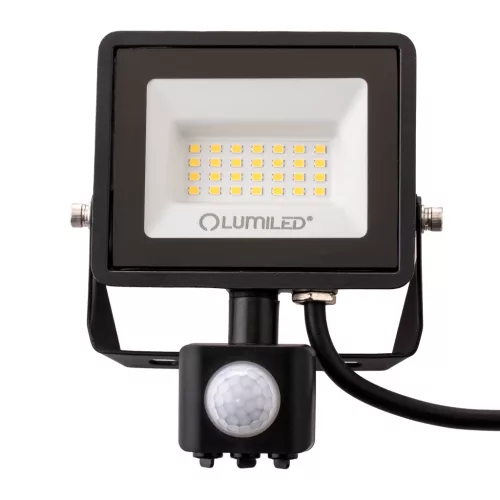 ZUNA2 LED reflektor 20W 1800lm 6500K IP44 fekete mozgásérzékelő LUMILED