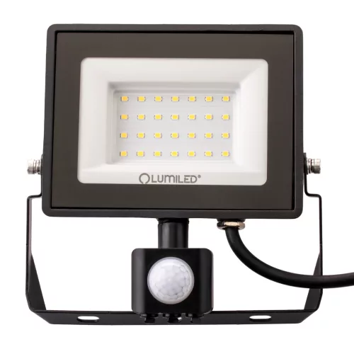 ZUNA2 LED reflektor 30W 2700lm 4000K IP44 fekete mozgásérzékelő LUMILED