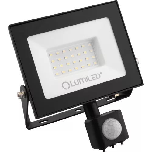 ZUNA2 LED reflektor 30W 6500lm 6500K IP44 fekete mozgásérzékelő LUMILED