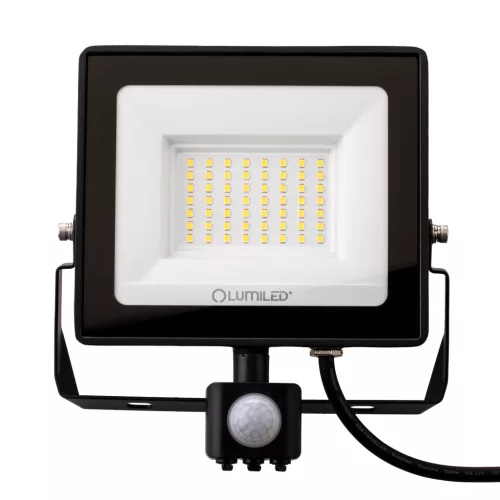 ZUNA2 LED reflektor 50W 4500lm 6500K IP44 fekete mozgásérzékelő LUMILED