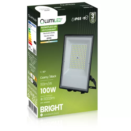 Világos kültéri LED reflektor 100W 11000lm 4000K Vízálló IP65 LUMILED