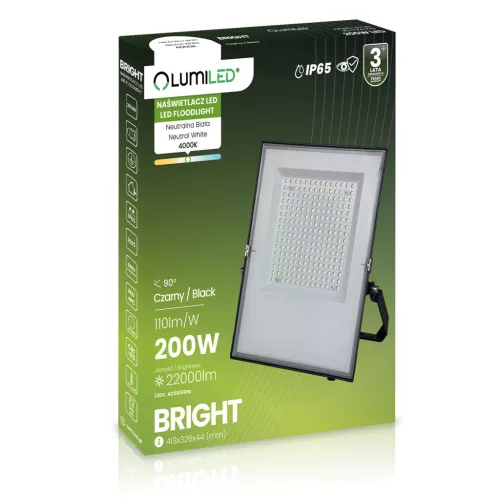 Világos kültéri LED reflektor, vízálló, 200 W, 22000 lm, 4000 K, LUMILED