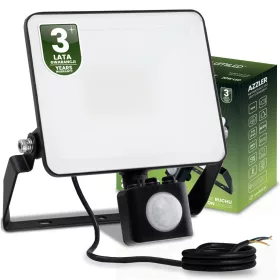   LED Reflektor AZZLER 20W 2400lm 4000K IP44 Kültéri Halogén Lámpa Mozgásérzékelővel Fekete LUMILED