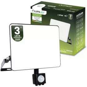  LED Reflektor AZZLER 50W 6000lm 4000K IP44 Kültéri Halogén Lámpa Mozgásérzékelővel Fekete LUMILED