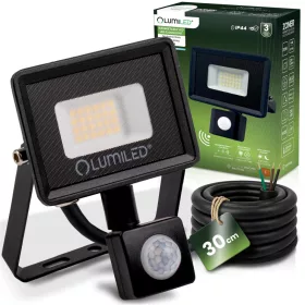   ZONER LED reflektor 20W 1800LM 4000K IP65 fekete LUMILED mozgásérzékelő