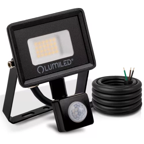 ZONER LED reflektor 20W 1800LM 4000K IP65 fekete LUMILED mozgásérzékelő