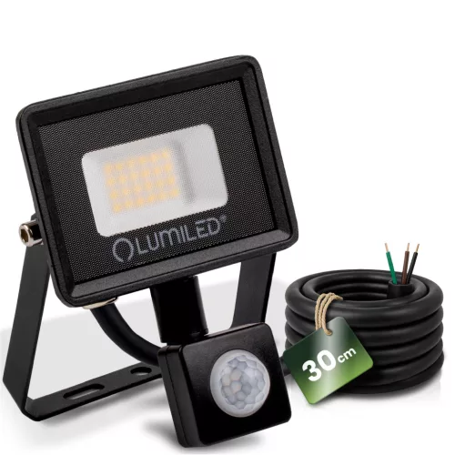 ZONER LED reflektor 20W 1800LM 4000K IP65 fekete LUMILED mozgásérzékelő