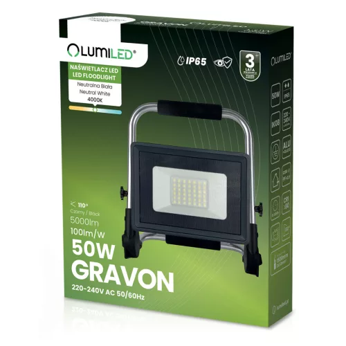 Hordozható LED reflektor lámpa GRAVON 50W 4000K LUMILED