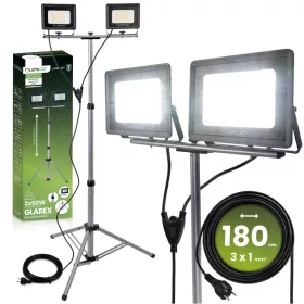   LED reflektor lámpa 2 x 50W állványon GLAREX 4000K LUMILED