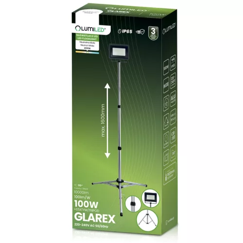 LED reflektor lámpa 1X100W állványon GLAREX 4000K LUMILED