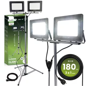   LED reflektor lámpa 2 x 100W állványon GLAREX 4000K LUMILED