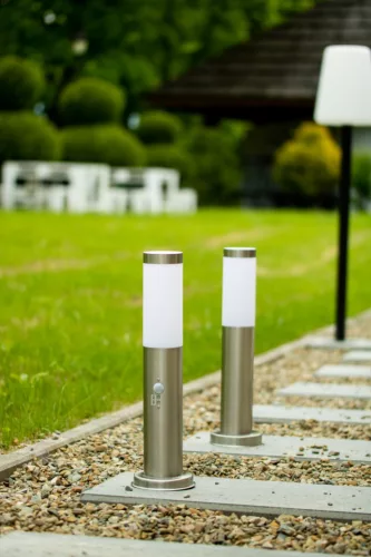Kültéri kerti lámpa E27 INOX POST 45cm Lilium Lumiled mozgásérzékelővel