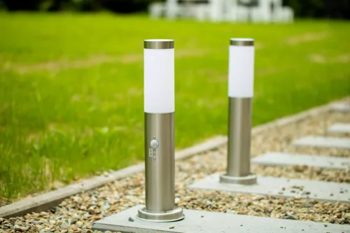 Kültéri kerti lámpa E27 INOX POST 45cm Lilium Lumiled mozgásérzékelővel