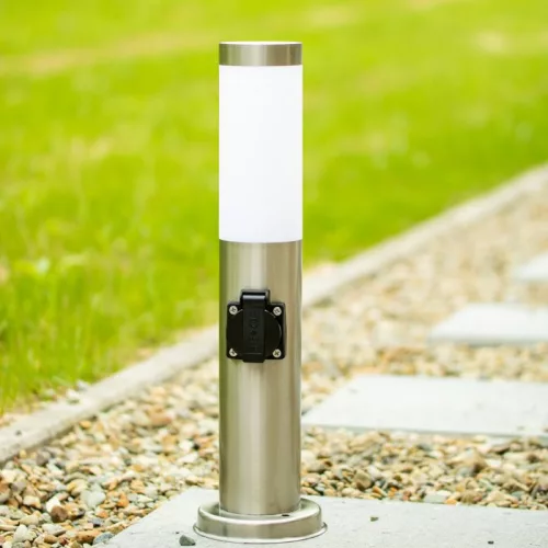 Kerti lámpa E27 INOX POST 45cm 230V-os aljzattal Lumiled