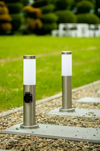 Kerti lámpa E27 INOX POST 45cm 230V-os aljzattal Lumiled