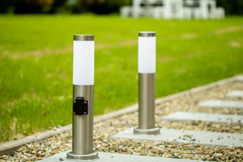 Kerti lámpa E27 INOX POST 45cm 230V-os aljzattal Lumiled