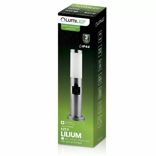 Kerti lámpa E27 INOX POST 45cm 230V-os aljzattal Lumiled