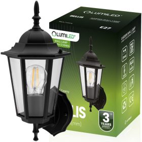   Kültéri kerti fali lámpa E27 LANTERN TO UP Fekete BELLIS LUMILED