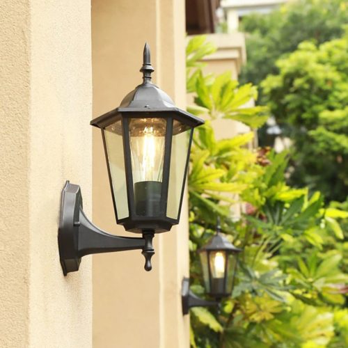 Kültéri kerti fali lámpa E27 LANTERN TO UP Fekete BELLIS LUMILED