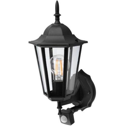 Kültéri kerti fali lámpa E27 LANTERN for UP mozgásérzékelővel Fekete BELLIS LUMILED