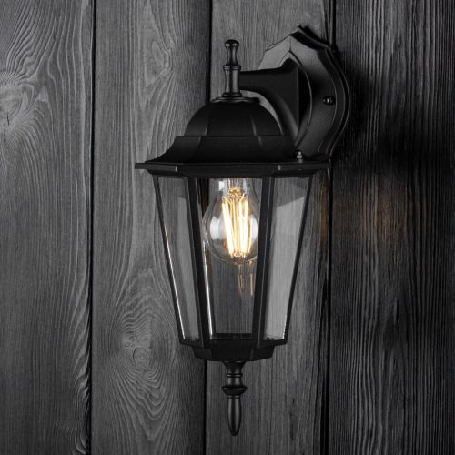 Kültéri kerti fali lámpa, E27, LANTERN, LETÖLTÉS, fekete BELLIS LUMILED