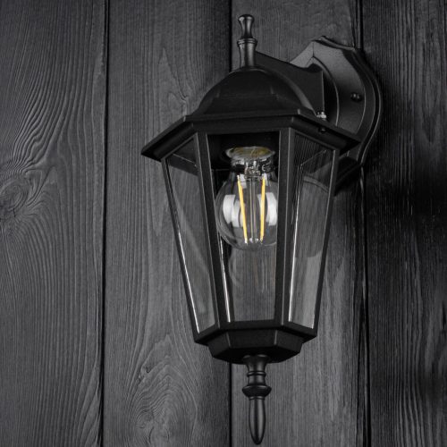 Kültéri kerti fali lámpa, E27, LANTERN, LETÖLTÉS, fekete BELLIS LUMILED