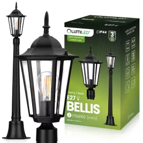 Kerti lámpa E27 LÁMPA 1m Fekete BELLIS LUMILED