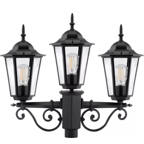 Kültéri kerti lámpa 3xE27 oszloplámpa 2m fekete BELLIS LUMILED