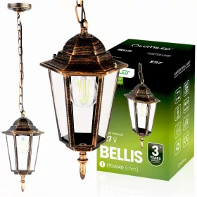   Kültéri függesztett kerti lámpa E27 LANTERN Patina BELLIS LUMILED