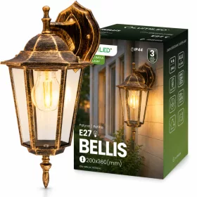   Kültéri kerti fali lámpa E27 LANTERN - LETÖLTÉS Patina BELLIS LUMILED