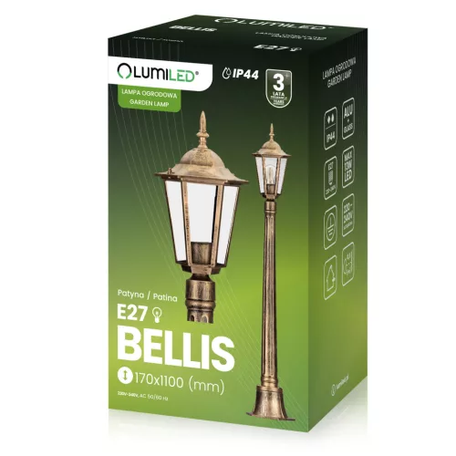 Kerti lámpa kültéri E27 Low OST lámpás 1m Patina BELLIS LUMILED