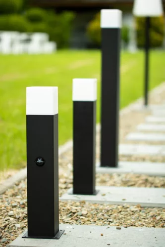 Kültéri kerti lámpa E27 SQUARE POST 44cm mozgásérzékelővel Fekete GALAX LUMILED