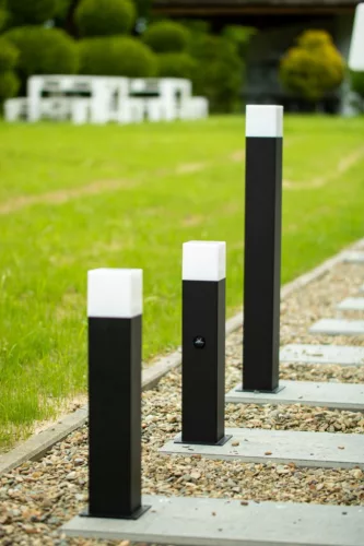 Kültéri kerti lámpa E27 SQUARE POST 44cm mozgásérzékelővel Fekete GALAX LUMILED