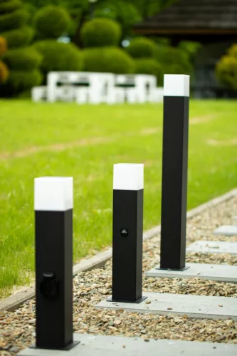 Kültéri kerti lámpa E27 SQUARE POST 44cm mozgásérzékelővel Fekete GALAX LUMILED