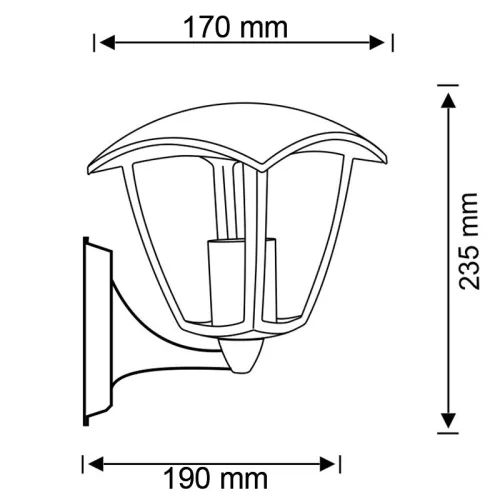 Kerti fali lámpa E27 emelőfali lámpa UP fekete színig