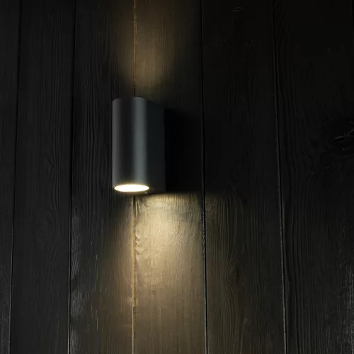 Kerti fali lámpa, emelvény, kültéri lámpa, 2xGU10, fekete