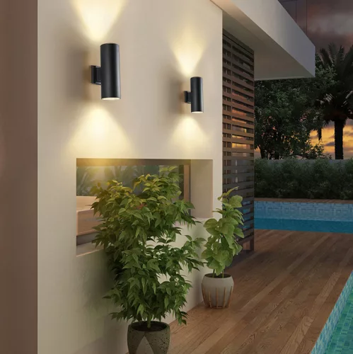 Kerti fali lámpa Magasság felülről lefelé LED GU10 IP44 ZINNIA Fekete Lumiled