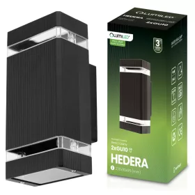   Kerti lámpa Emelés fali lámpa fel és le GU10 Fekete HEDERA LUMILED