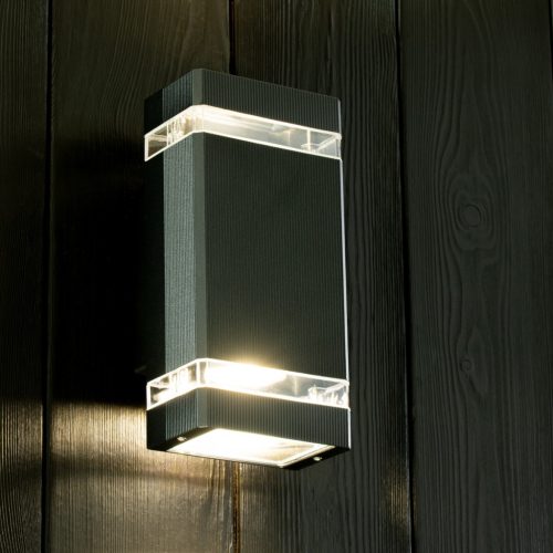 Kerti lámpa Emelés fali lámpa fel és le GU10 Fekete HEDERA LUMILED