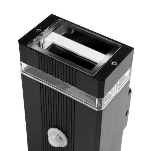 Kerti Lámpa, Fali Lámpa, Homlokzati, Felső és Alsó, 2x GU10, Fekete, Mozgás- és Alkonyérzékelő, IP54, HEDERA LUMILED
