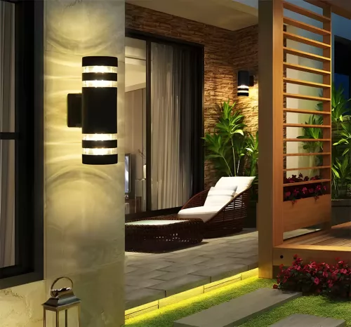 Kerti lámpa emelő fali lámpa 2x E27 12W LED felső alsó RINGO LUMILED