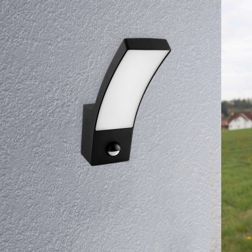LED kültéri fali lámpa fekete kerti fali lámpa 10W 4000K IP44 mozgásérzékelő LOGIA LUMILED