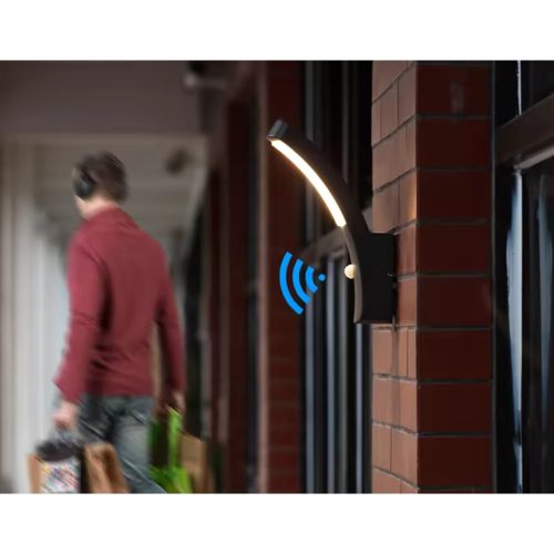 LED kültéri fali lámpa fekete kerti fali lámpa 10W 4000K IP44 mozgásérzékelő LOGIA LUMILED