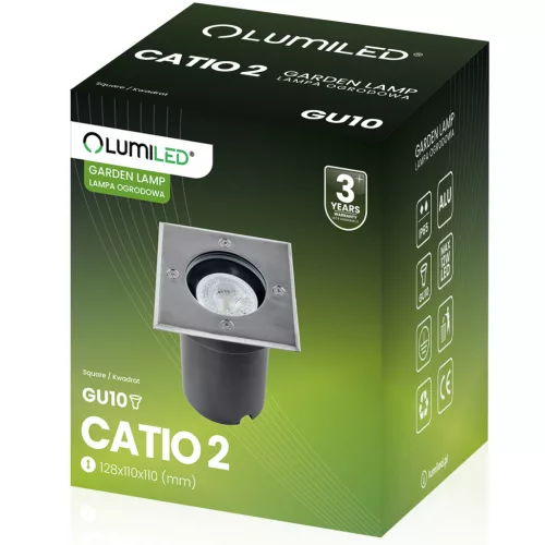 Túlfutó lámpatest süllyesztett földi lámpa GU10 IP67 IK09 négyzet alakú CATIO 2 LUMILED