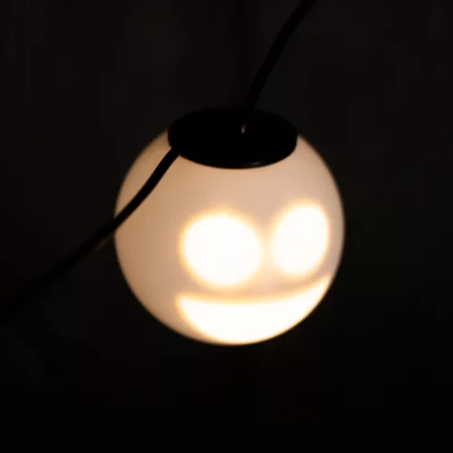 Karácsonyi füzér 8x LED elemes, dekoratív, hóemberek, szellemek, 4,33 m, játszó, fehér + USB C