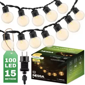   Outdoor Garden Girland fénylánc 16m 100x LED 3000K NESSA LUMILED
