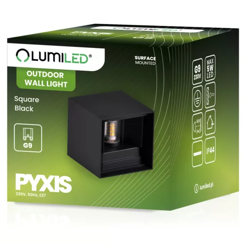 LED kerti fali lámpa G9, felfelé állítható, alul fekete PYXIS LUMILED