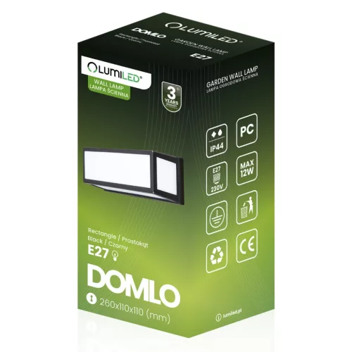 Kerti lámpa E27 Négyszögletű emelőfali lámpa DOMLO LUMILED